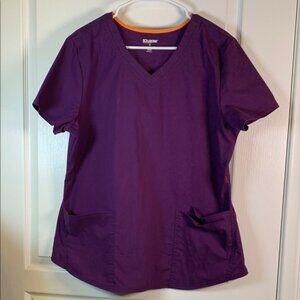 Scrubstar Purple Three-Pocket Scrub Top Hospital Medical Nurse Large EUC #2851